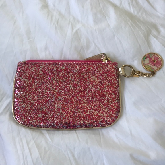 Lilly Pulitzer pink glitter coin purse - Picture 2 of 4